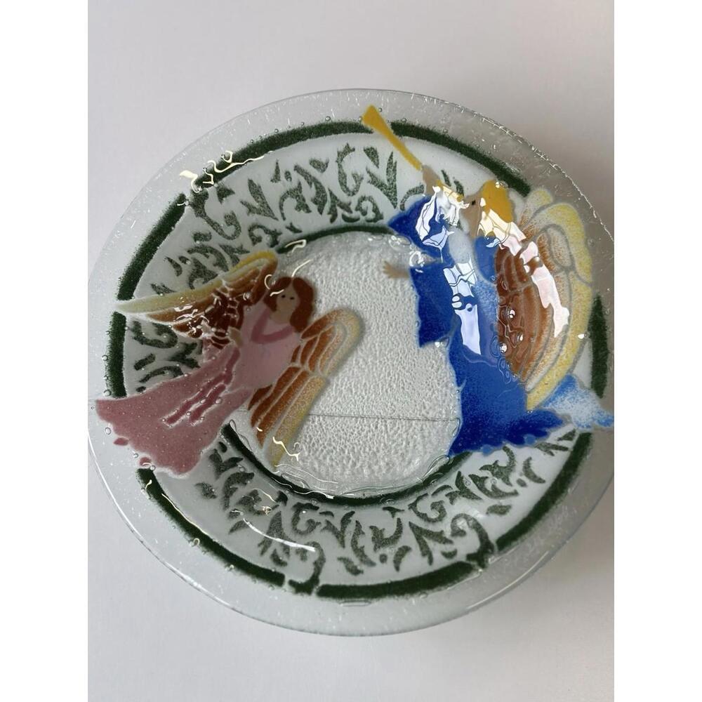 PEGGY KARR FUSED GLASS HEAVENLY ANGELS 10 3/4 inch BOWL